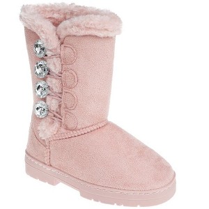 bebe Girl's Winter Warm and Comfy Fur Trim Boot with Rhinestones Buttons  - Warm Boots For Girls - 1 of 4