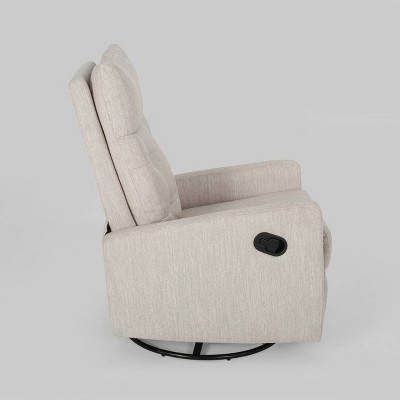 Woodglen Plush Tufted Glider Swivel Recliner in Beige and Black