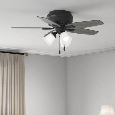 42" Matte Black Low Profile Ceiling Fan with LED Light