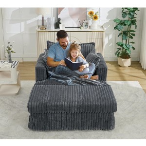 NicBex Modern Accent Chair with Ottoman Corduroy Chaise Longue Comfy Reclining Chair Sofa with Foot Stool - 1 of 4