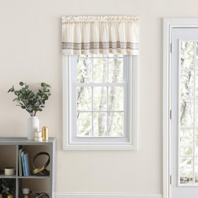 Natural Cotton Textured Rod Pocket Valance with Embroidery