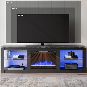Bestier Electric Fireplace TV Stand for TVs up to 75", Farmhouse LED Entertainment Center Console Table for Living Room, Black - 1 of 1