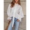 Women's Shirt Tie Neck Ruffled Long Sleeve Blouse - 2 of 3