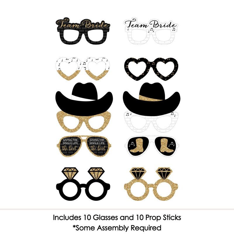 Big Dot of Happiness Nash Bash Glasses - Paper Card Stock Nashville Bachelorette Party Photo Booth Props Kit - 10 Count, 3 of 6