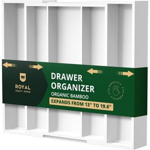 Expandable Silverware Drawer Organizer 7-9 Slots - Bamboo Utensil Organizer 17.5 x 13.5 - 20 - Royal Craft Wood - 1 of 4