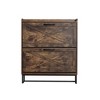 TIRAMISUBEST Shoe Storage Cabinet with 2 Flip Drawers - Rustic Brown Mobile File Cabinet - 4 of 4