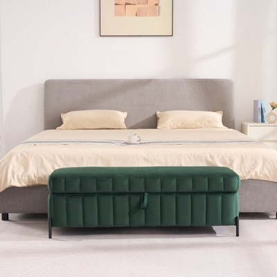 Aortzio 49.21”W Wide Velvet Upholstered Storage Bench