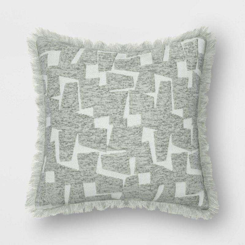 Geometric Patterned Cut Velvet Cotton Blend Square Throw Pillow - Threshold™, 1 of 8