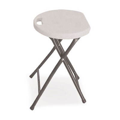 Iceberg Rough n Ready Folding Stool, Backless, Supports Up to 300 lb, 26" Seat Height, White Seat, Charcoal Base, 4/Carton