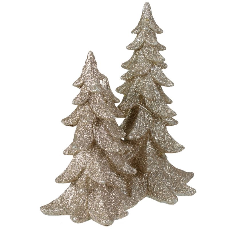 Northlight 7.5" LED Lighted Champagne Gold Glittered Christmas Trees Decoration, Warm White Lights, 2 of 4