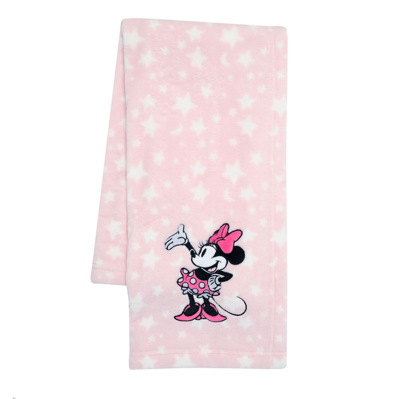 Lambs & Ivy Disney Baby Minnie Mouse Stars Pink Soft Fleece Baby Blanket, 1 of 5