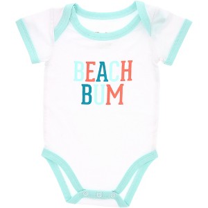Pavilion Gift Company - Beach Bum - 6-12 Month Aqua Trimmed Bodysuit - Leotards and Bodysuits - 1 of 4