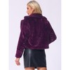 Allegra K Women's Cropped Notch Lapel Open Front Faux Fur Fluffy Coat - 4 of 4