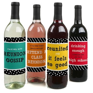 Big Dot of Happiness Class Reunion - Decorations for Women and Men - Wine Bottle Label Stickers - Set of 4 - 1 of 4