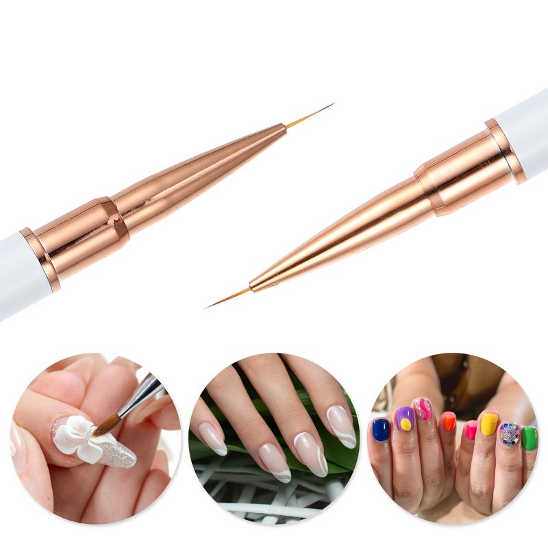 Unique Bargains Double Ended Nail Art Brush Gel Polish Nail Art Long Lines Pen Painting Tools for Home DIY Manicure White, 2 of 7