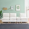 CAVINAS Home Sofa Chair Living Room, 104-Inch Straight-Row Three-Seater Off-White Flannel Sofa with A Storage Compartment, Cup Holders - 2 of 4