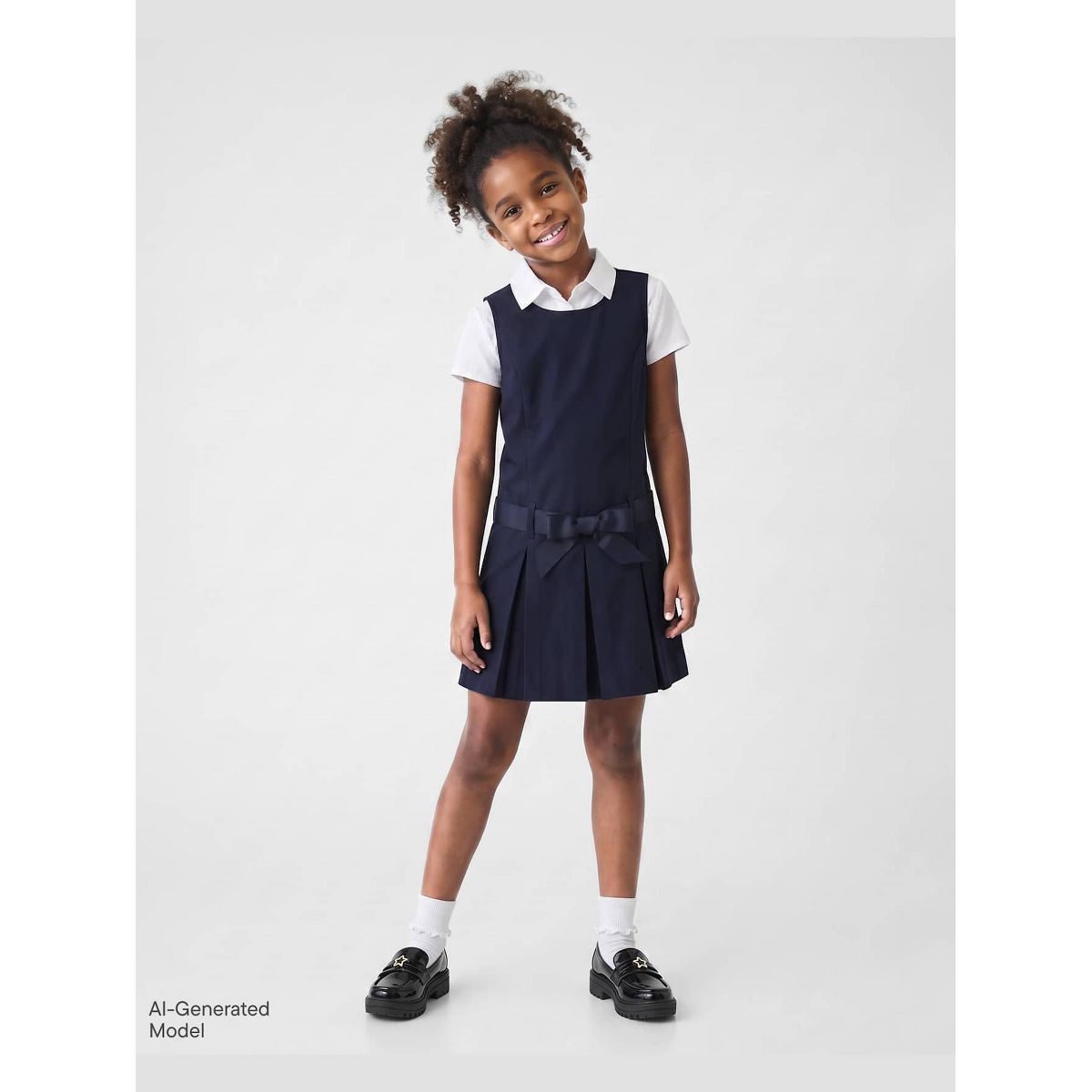 The Children's Place Girls Uniform Sleeveless Bow Jumper