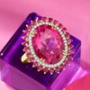 Ross-Simons 8.25 Carat Pink Topaz and .90 ct. t.w. Ruby Cocktail Ring With .19 ct. t.w. Diamonds in 14kt Yellow Gold - 4 of 4