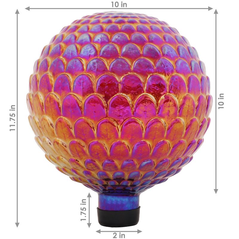 Sunnydaze Scalloped Texture Indoor/Outdoor Gazing Globe Glass Garden Ball - 10" Diameter - Red, 4 of 8