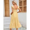 Womens Square Neck Smocked Maternity Dress Flutter Sleeve Summer Maxi Sundress - 2 of 4