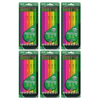 Ticonderoga® Premium Neon Wood No. 2 Pencils with Eraser, 10 Per Pack, 6 Packs