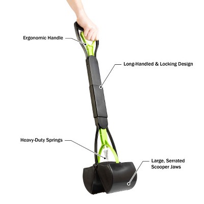 Green Foldable Long-Handled Pet Pooper Scooper