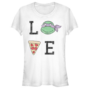 Juniors Womens Teenage Mutant Ninja Turtles Distressed Pizza Love Raphael T-Shirt - 1 of 4