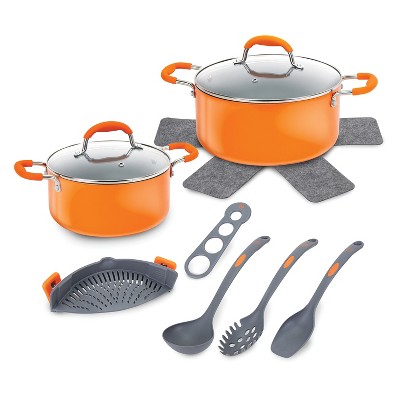 MasterChef MC3006 17 Pieces Champions Square Cookware Set Orange