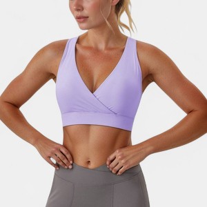 Anna-Kaci Active Women's Crossover V-Neck Sports Bra with Wide Straps and Stretch Support Band - 1 of 4