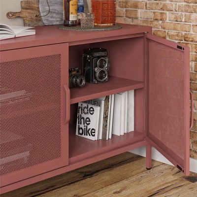 Terracotta Metal Mesh 2-Door Adjustable Storage Cabinet