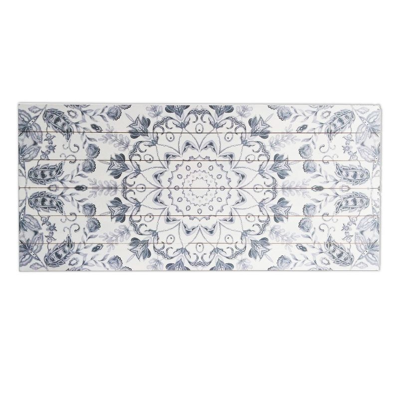 19&#34; x 45&#34; Gray Medallion Print on Planked Wood Wall Sign Panel Gray - Gallery 57, 1 of 7