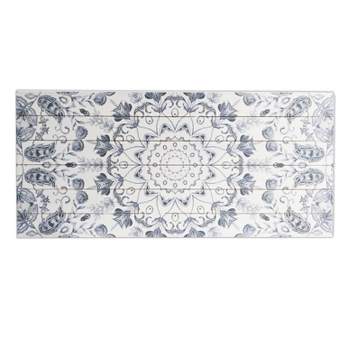 19" x 45" Gray Medallion Print on Planked Wood Wall Sign Panel Gray - Gallery 57