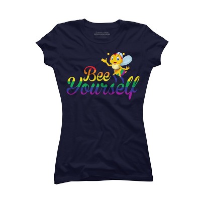 Adult Design By Humans Bee Yourself Rainbow Pride By AmusingDesignCo T-Shirt