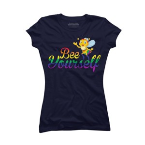 Adult Design By Humans Bee Yourself Rainbow Pride By AmusingDesignCo T-Shirt - 1 of 2