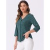 INSPIRE CHIC Women's Polka Dots 3/4 Sleeve Casual Button Front Shirt - 2 of 4