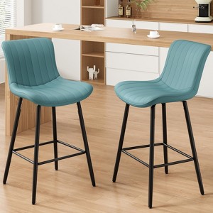 NicBex Faux Leather Counter Height Bar Stools Set of 2,Counter Stools with Chrome Base,Footrest,Bar Chairs for Kitchen,Living Room,Cafes - 1 of 4