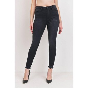 Women's High Rise Distressed Jeans - JUST BLACK DENIM - 1 of 4