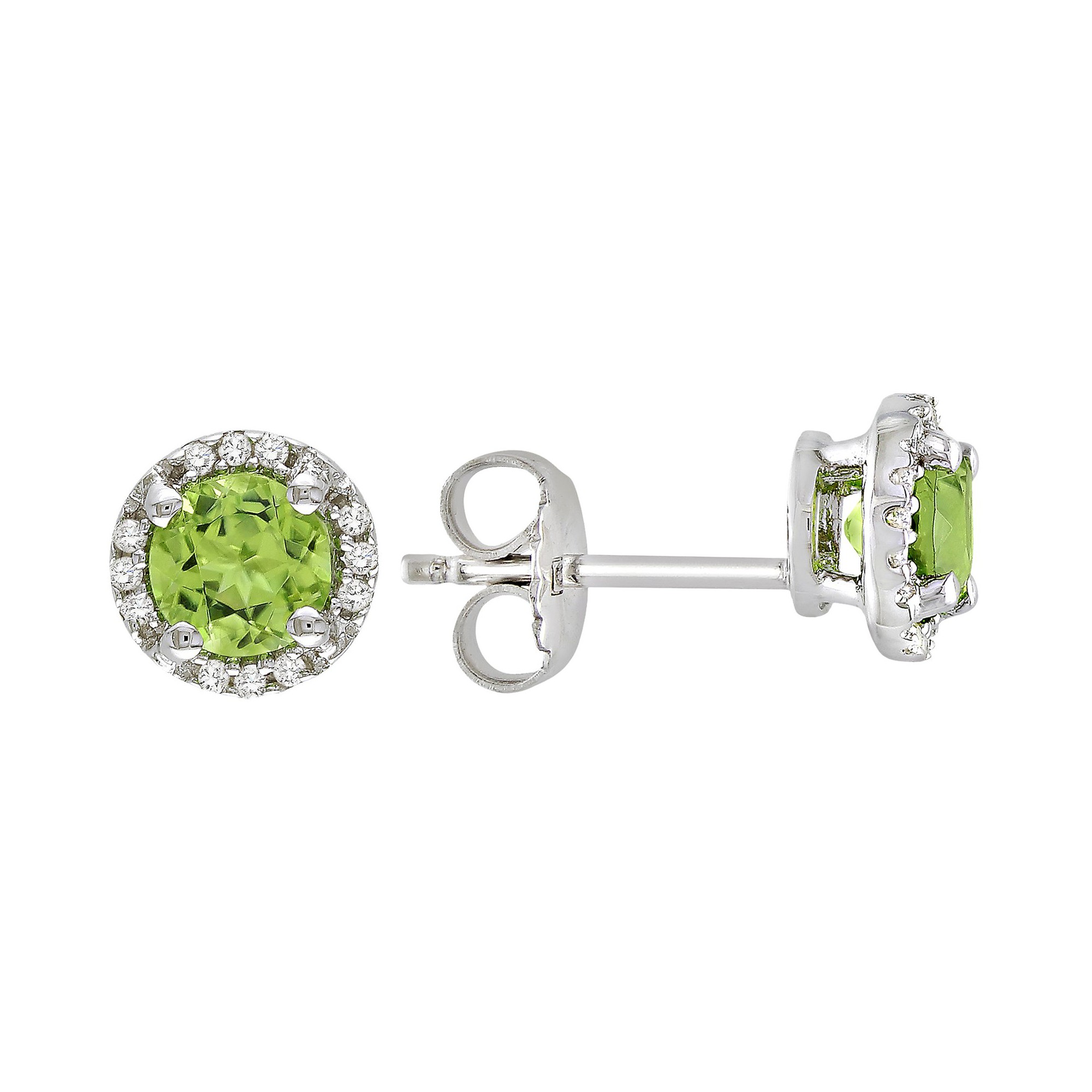 Peridot and Diamond Earrings in Sterling Silver - Green, Women's
