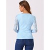 Allegra K Women's Slim Fit Sheer-Long-Sleeves Flower Embroidery Lace Top - 4 of 4