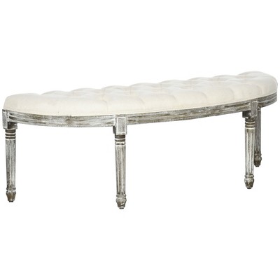 NicBex Bench Semi-Circle Ottoman with Tufted Velvet-Touch Fabric Bench with Rubberwood Legs for Bedroom, Entryway