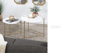 Ulani Gold Round Iron Nesting Cocktail Tables, Set of 2