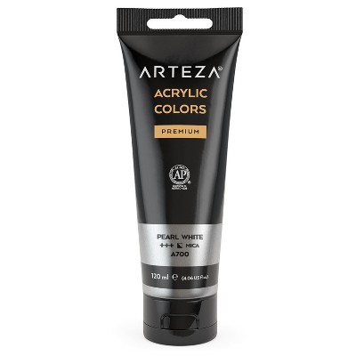 Arteza Metallic Acrylic Artist Paint, Pearl White A205, 120ml -Single Color - Single Color (ARTZ-8734)