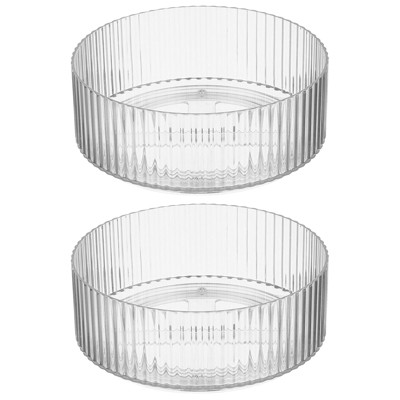 mDesign Fluted Lazy Susan Turntable Spinner, Kitchen Organizing, 2 Pack, Clear