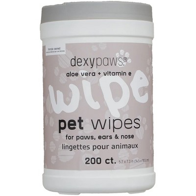 Dexypaws: Pet Cleansing Wipes Canister - Aloe Vera & Vitamin E - 200ct