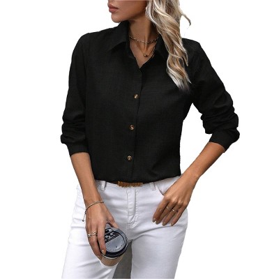Womens Button Down Shirts Long Sleeve Causal Classic-Fit Dress Shirts Textured Shirts Business Office Blouse Long Sleeve Formal Shirts