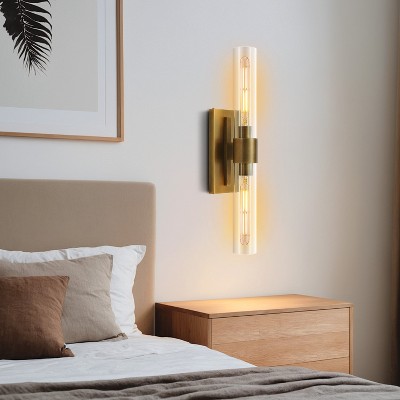 CityFurn Modern 2-Light Wall Sconces with Clear Glass Shades