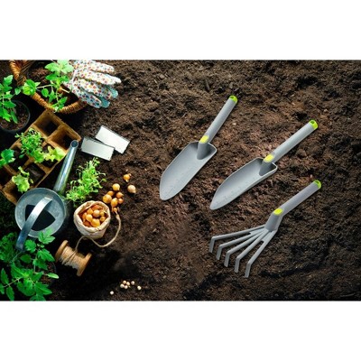 Grey Polypropylene 16" Gardening Tool Set with Trowel, Transplanter, and Cultivator