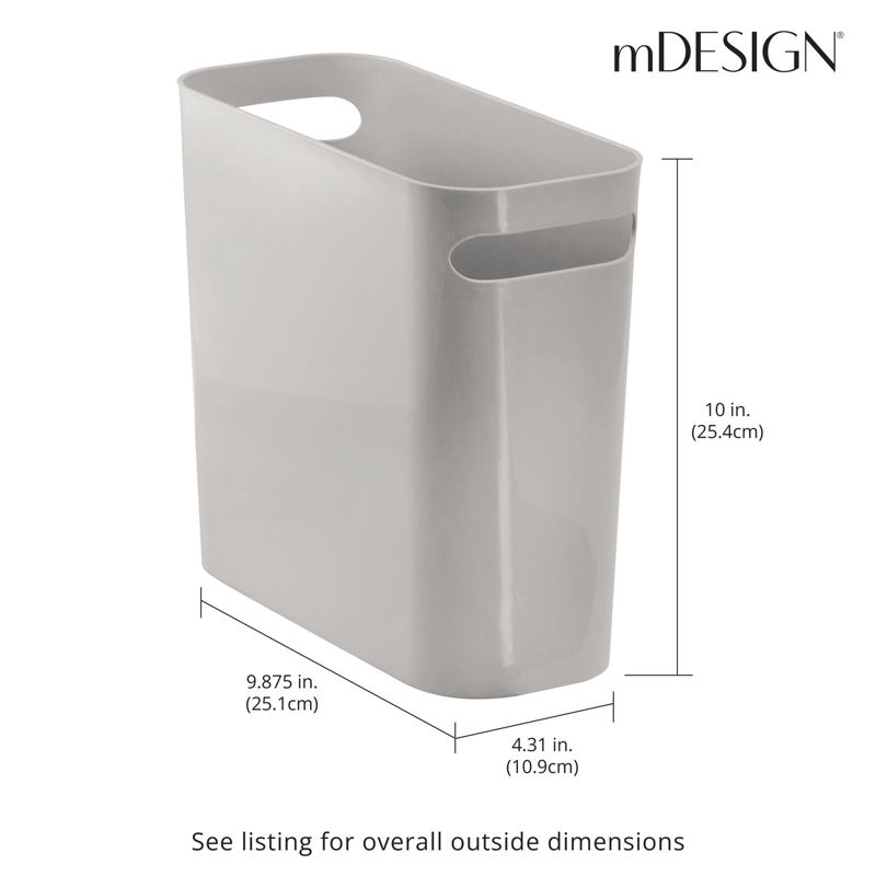 mDesign Plastic Small 1.5 Gal./5.7 Liter Trash Can with Built-In Handles, 2 of 6