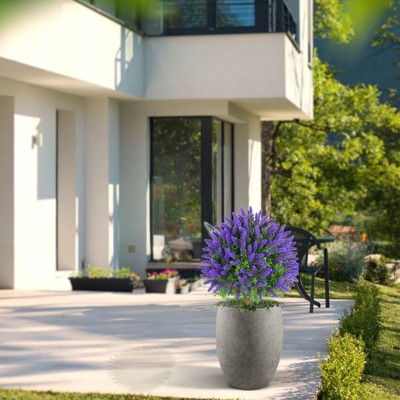 2 Pack 21.6'' Artificial Lavender Topiary Trees – Faux UV Resistant Plants for Indoor Outdoor Home or Office Decor