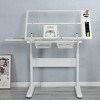 Standing Desk Modern with Adjustable Glass Top and Metal Drawers for Home Studio 38in Wide-3irtyhousy - 2 of 4